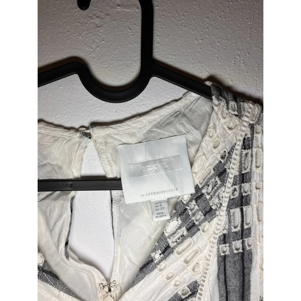Anthropologie Romper Eyelet Ruffle Shorts White Black US Boho Feminine Vacation - Picture 2 of 10